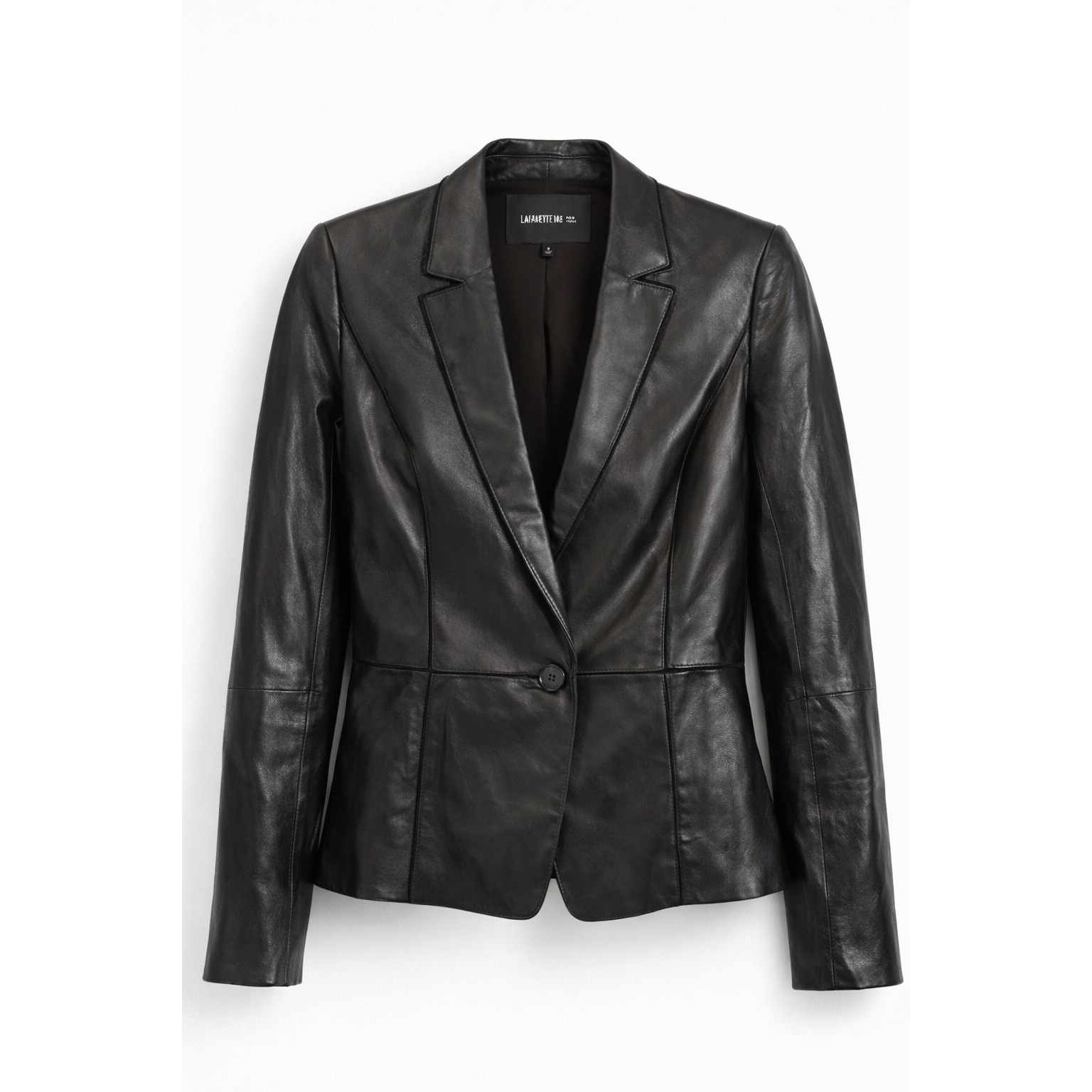 Lafayette 148 New York 100% Leather Blazer Black Tailored Jacket Womens Size 2